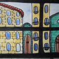 Painting "City. Through the window". - Watercolor - drawing