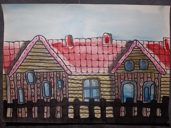 Painting "City. Village1".  - Watercolor