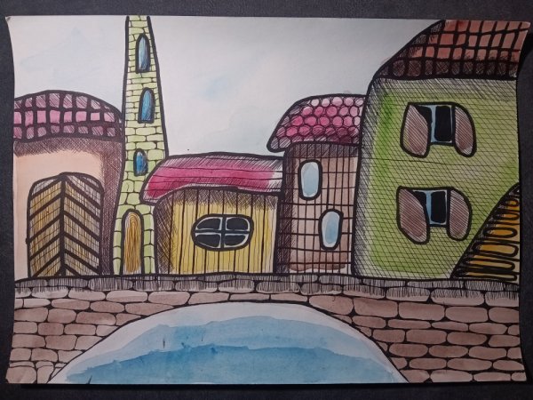 Painting "City. High" - Watercolor