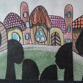 Painting "City. Conversation1" - Watercolor - drawing