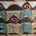 Painting "City. Houses" - Watercolor - drawing