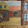 Painting "City. Village" - Watercolor - drawing