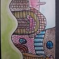 Painting "City. Beyond the Mountains" - Watercolor - drawing