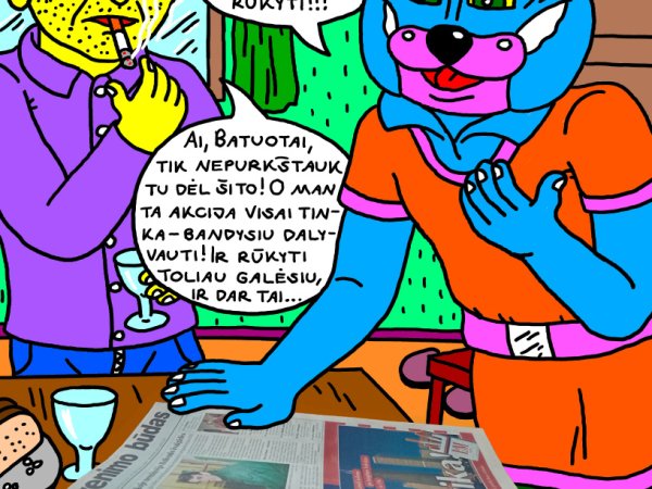 Būsimas nycietis Batuotas Katinas jau tada neigiamai vertino rūkymo propagandą, išspausdintą laikraštyje - Computer graphics
