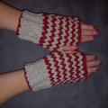 Gray-burgundy wristbands. Delicate, handmade crochet wristbands for adults - Wristlets - needlework