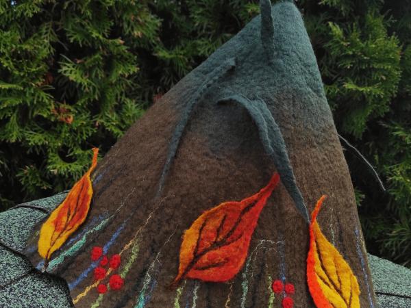 Felt sauna hat "  Autumn Whimsy" 2