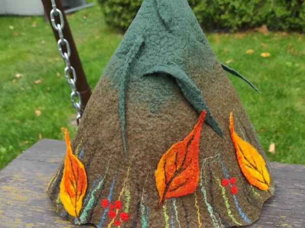 Felt sauna hat "  Autumn Whimsy" - Hats