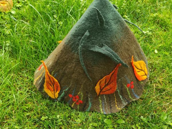 Felt sauna hat "  Autumn Whimsy" 3