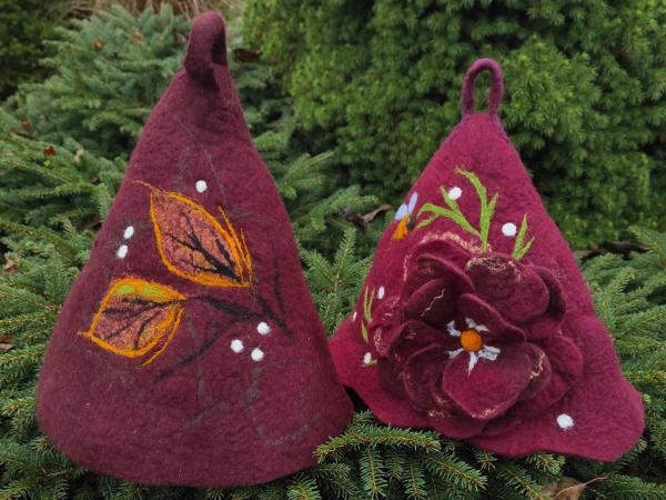 Felt sauna hat “A Bee and Blossom Fairy Tale” 2