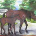 Horses - Oil painting - drawing