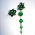 Green - Earrings - beadwork