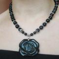 Black Rose - Necklace - beadwork