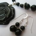 Black - Earrings - beadwork