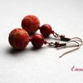 Earrings " Coral " 2 - Earrings - beadwork