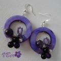 Purple bows - Earrings - beadwork