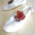 White with a Flower - Shoes & slippers - felting