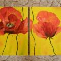 Diptych. Poppies - Oil painting - drawing