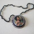pendant with lady - Necklace - beadwork
