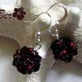 Red wine - Earrings - beadwork