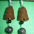 brown bells - Earrings - felting