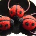 Ladybugs - Hair accessories - felting