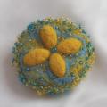 yellow-blue brooch - Brooches - felting