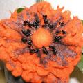 Orange-black - Flowers - felting
