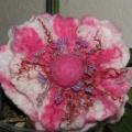 The pink-and-white - Flowers - felting