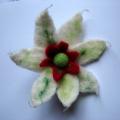 white with green - Brooches - felting