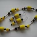 yellow and black - Necklace - needlework