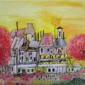 Autumn villa - Oil painting - drawing