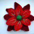 red with burgundy - Brooches - felting