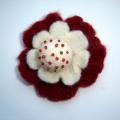 white with pink - Brooches - felting