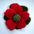 red with brown - Brooches - felting