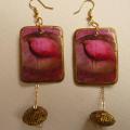 " Pink Bird " - Earrings - beadwork