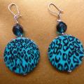 " Blue Leopard " - Earrings - beadwork