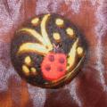 Brooch amber land and ladybird - Brooches - felting