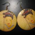 decoupage earrings " Geisha " - Earrings - beadwork