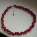 burgundy beads - Necklace - beadwork