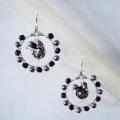 Black-purple - Earrings - beadwork