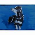 " blue dog " - Oil painting - drawing