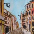 Peaceful Old Town - Oil painting - drawing