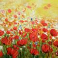 Poppy field - Oil painting - drawing