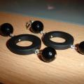 Black, black - Earrings - beadwork