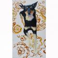 " dog between Golden Flower " - Oil painting - drawing