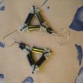 Green triangles - Earrings - beadwork