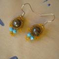With pyrite - Earrings - beadwork