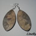 Grey elongated auskariukai - Earrings - beadwork