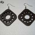 Brown cut earrings - Earrings - beadwork