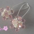 Pink Flowers - Earrings - beadwork